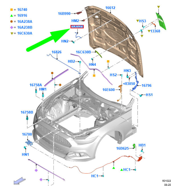 5316947 - NEW FORD MUSTANG MK6 FRONT HOOD LOCK STRIKER ASSY 5316947 FR3B-16A944-AD