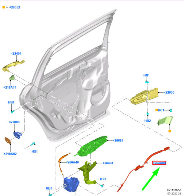 5347446 - NEW FORD GALAXY MK3 CD390 REAR DOOR LOCK CABLE 5347446 EM2B-R264B58-AB ORIGINAL