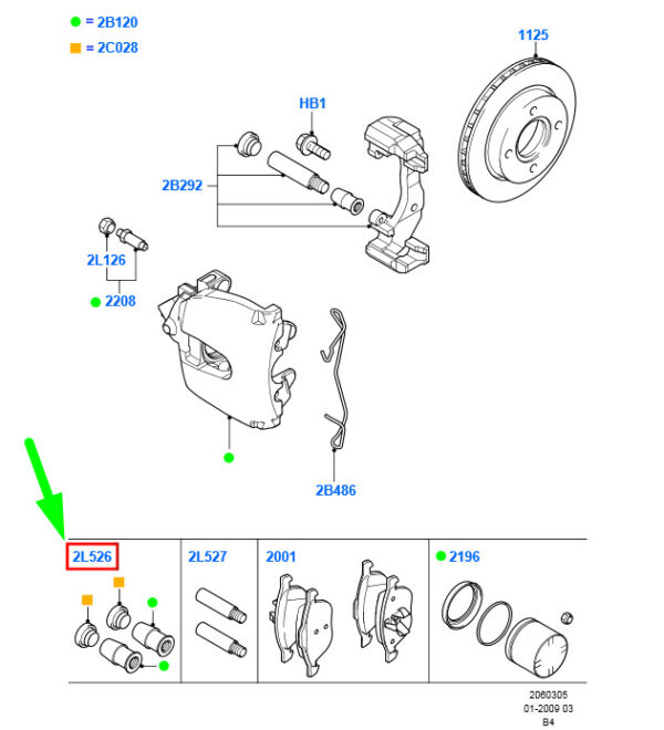 6186923 - FORD FOCUS MK2 FRONT BRAKE CALIPER BUSHING SET 6186923 NEW GENUINE