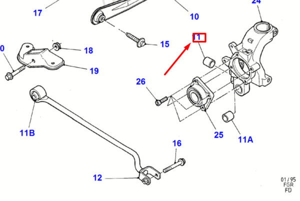 6829045 - NEW FORD MONDEO MK2 REAR SUSPENSION TRAILING WISHBONE ARM BUSH 6829045 ORIGINAL