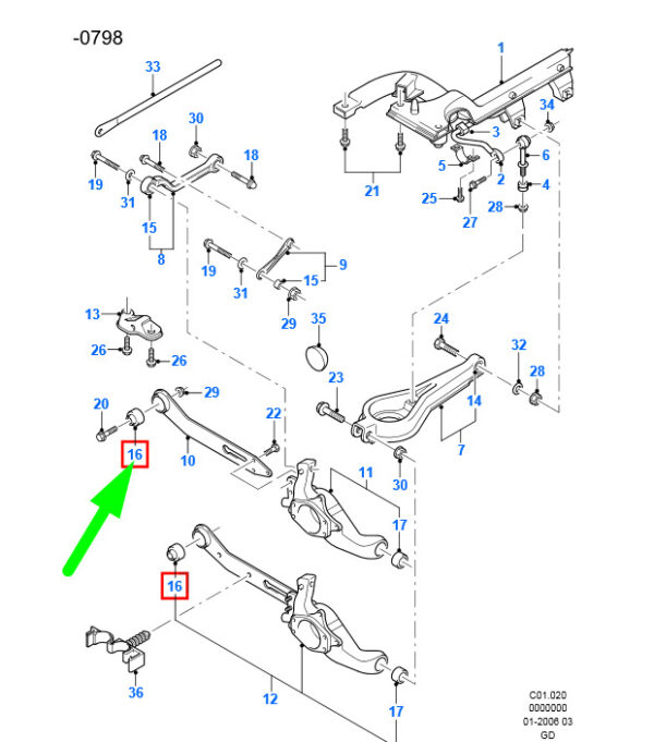 6829051 - NEW FORD MONDEO MK2 REAR SUSPENSION ANKLE BUSCH 6829051 93BB-5K896-BA