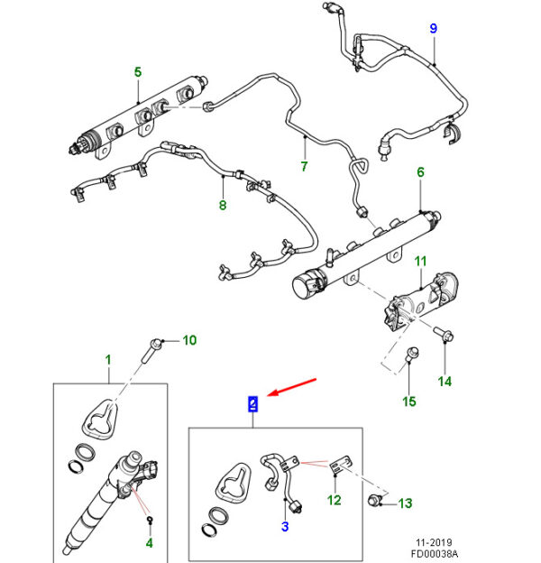 C2D7880 - JAGUAR F-PACE X761 Injector Replacement Kit Cyl. 3 or 4 C2D7880 NEW ORIGINAL