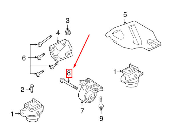 KYG500200 - 5PCS NEW LR DISCOVERY L462 AUTOMATIC TRANSMISSION SUSPENSION BOLT KYG500200