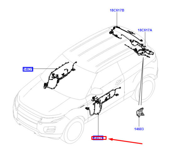 LR033768 - LR RANGE ROVER EVOQUE L538 Front Left Door Wiring RHD LR033768 NEW GENUINE