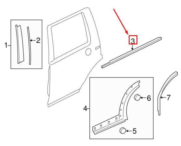 LR044652 - LR DISCOVERY 4 L319 Gasket on Left Left Window Belt LR044652 NEW
