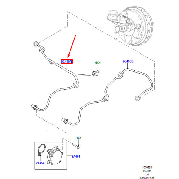 LR045435 - LAND ROVER RANGE ROVER EVOQUE L538 Vacuum Supply Hose RHD LR045435 NEW GENUINE