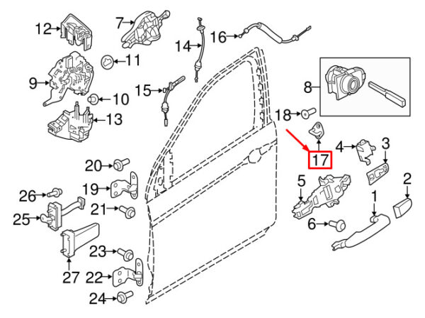 LR059010 - LAND ROVER DISCOVERY SPORT L550 Door Lock Striker Plate LR059010 NEW GENUINE