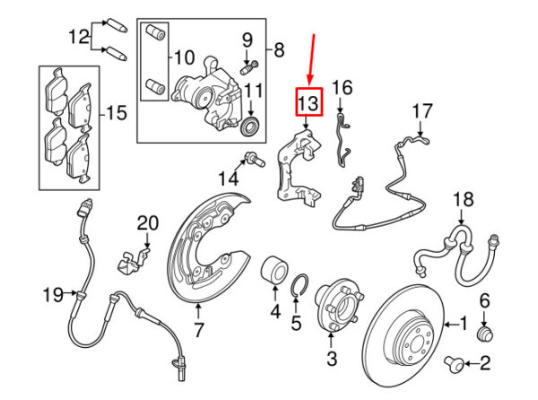 LR072012 - LR RANGE ROVER EVOQUE L538 REAR BRAKE CALIPER BRACKET LR072012 NEW GENUINE