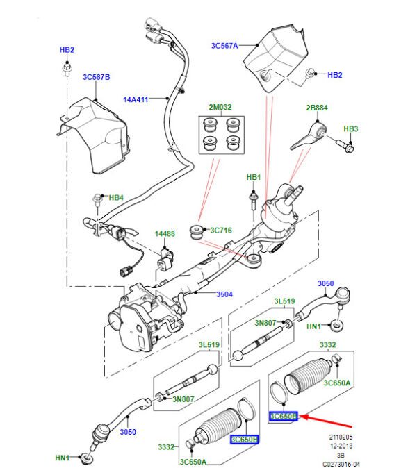 LR090888 - LR Range Rover Velar L560 Steering Transmission Inner Cuff Clamp LR090888 Part