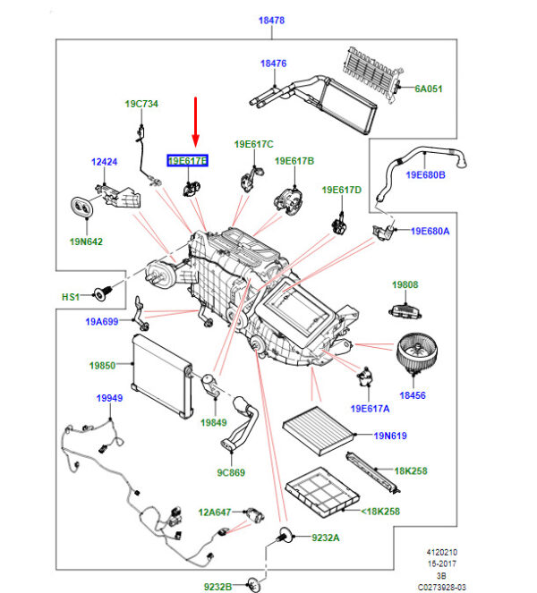 LR093014 - LAND ROVER RANGE ROVER VELAR L560 Heater Stepper Motor LR093014 NEW GENUINE