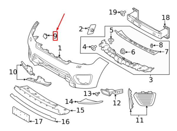 LR111135 - LR RR SPORT L494 Headlight Washer Cover Front Left LR111135 NEW GENUINE