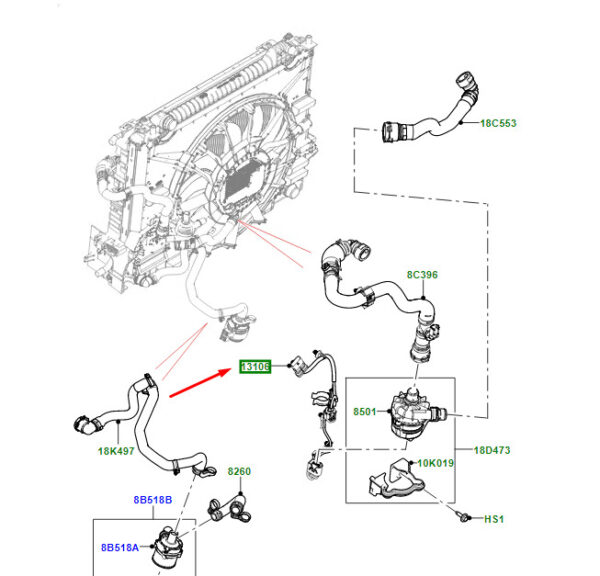LR144706 - Land Rover Range Rover Velar L560 Water Pump Cable LR144706, Original Part