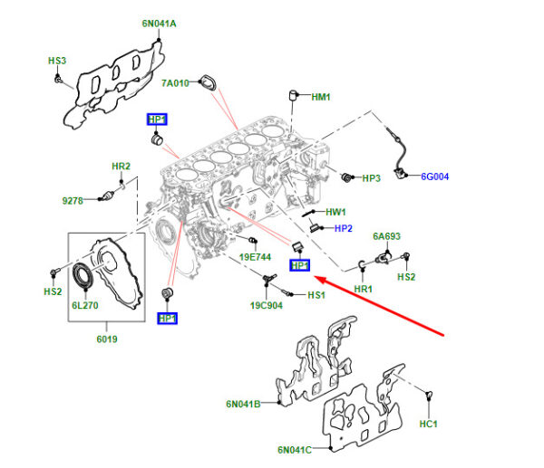 LR163109 - Land Rover Range Rover Velar L560 Cylinder Block Male LR163109, Original Part
