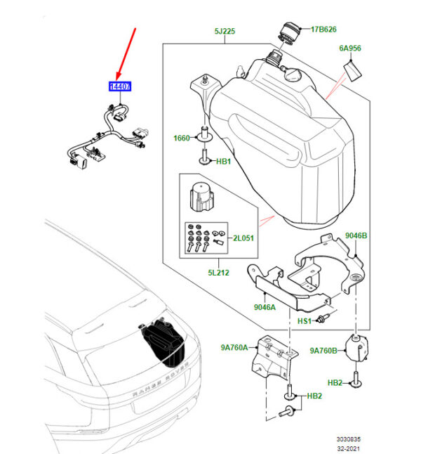 LR181974 - RR Range Rover Velar L560 Flue Fluid Injection System Cable LR181974 New