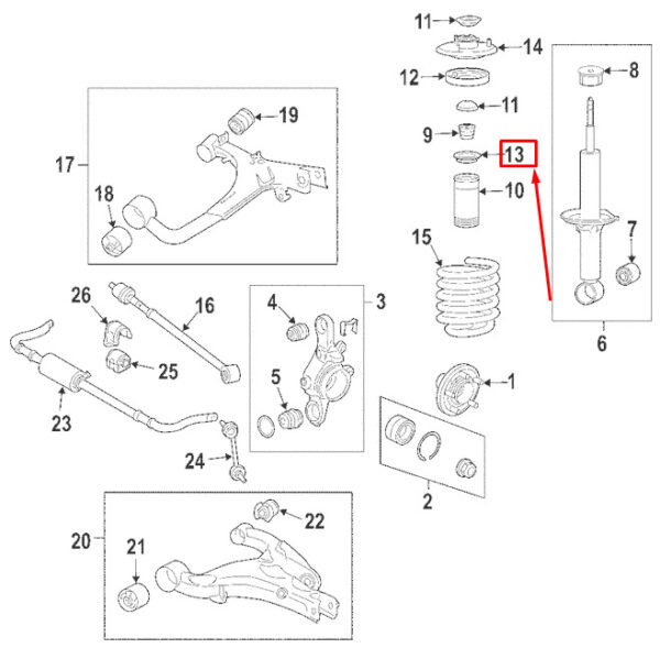 RNG500040 - LAND ROVER DISCOVERY 3 L319 Rear Shock Spacer RNG500040 NEW GENUINE