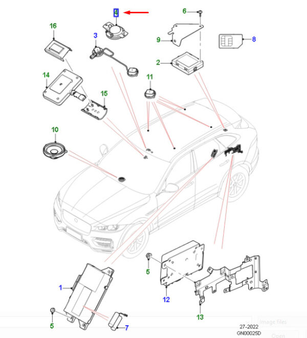 T2H2786 - JAGUAR F-PACE X761 Telematics Speakers T2H2786, NEW, ORIGINAL