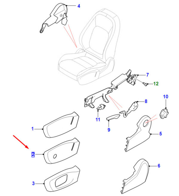 T2H33254PVJ - Jaguar XE X760 seat apron front right T2H33254PVJ, original part