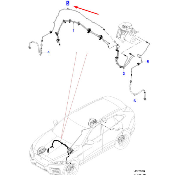 T2H48047 - JAGUAR F-PACE X761 brake line front right RHD T2H48047 NEW original