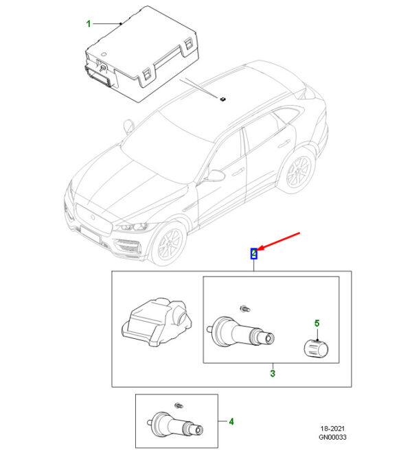 T2H53944 - JAGUAR F-PACE X761 Tire Sensor Kit T2H53944, NEW, ORIGINAL