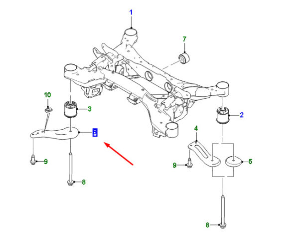 T4A16857 - Jaguar F-PACE X761 Rear Suspension Subframe Front Panel T4A16857 NEW