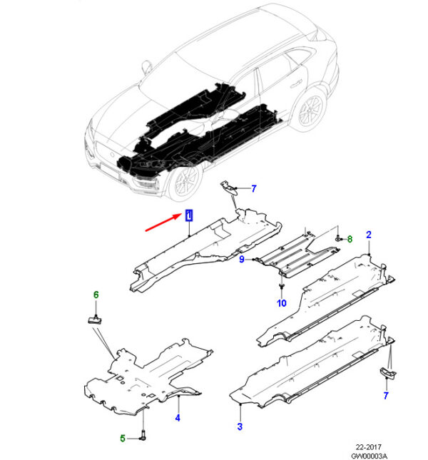 T4A36027 - Jaguar F-PACE X761 Underfloor Cover Right Underfloor Cover T4A36027part