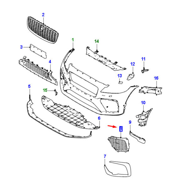 T4A39634 - Jaguar F-PACE X761 Radiator Grille Front Left T4A39634, Original Part