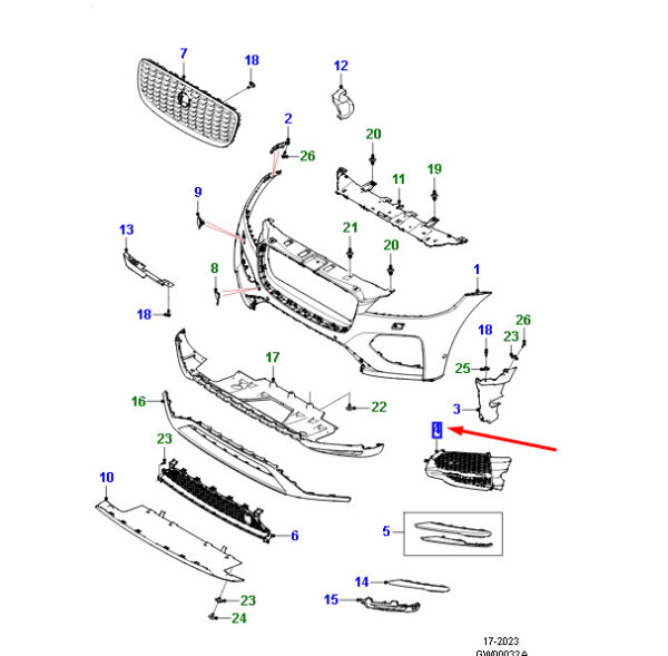 T4A41396 - Jaguar F-PACE X761 Radiator Grille Front Right T4A41396, Original Part
