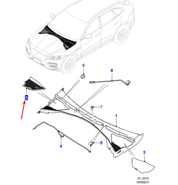 T4A4299 - Jaguar F-PACE X761 Windshield Molding Right Left Handlebar T4A4299part