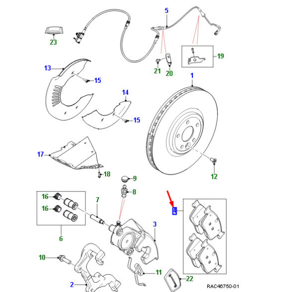 T4K17303 - JAGUAR F-PACE X761 front brake pads T4K17303 NEW ORIGINAL