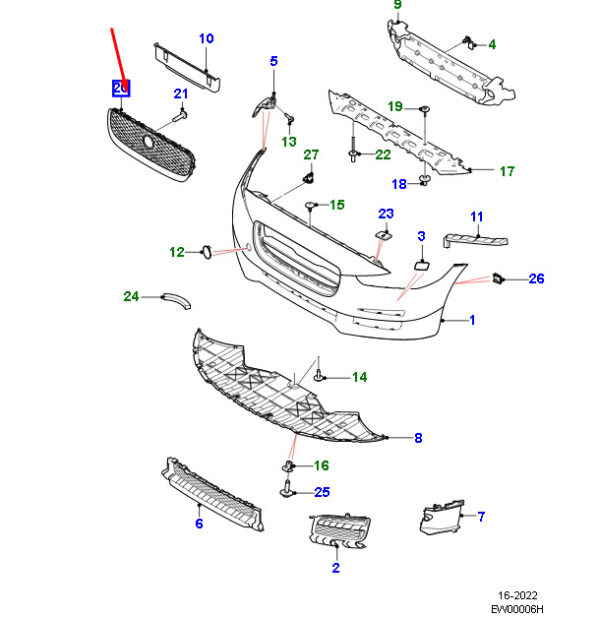 T4N10524 - Radiator grille for Jaguar XE X760, T4N10524, original part