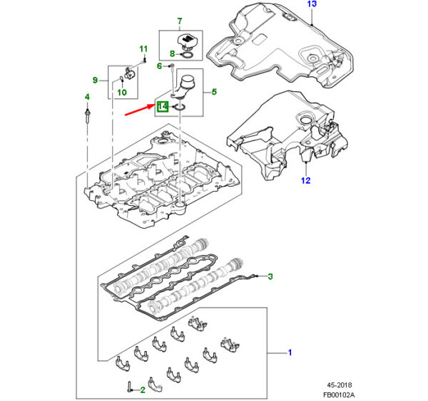T4N22406 - Jaguar F-PACE X761 O Ring for Oil Filler Pipe T4N22406, Original Part