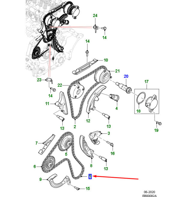 T4N32906 - JAGUAR XE X760 Primary Control Chain T4N32906 NEW ORIGINAL