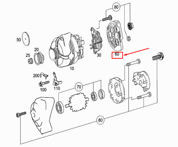 A0001546004 - NEW MERCEDES-BENZ E CABRIO A207 ALTERNATOR CAP A0001546004
