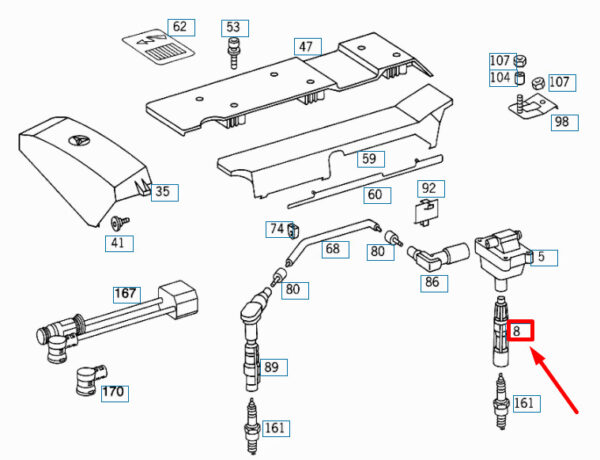 A0001593642 - Mercedes-Benz Sl R129 Spark Plug Connector A0001593642 Original