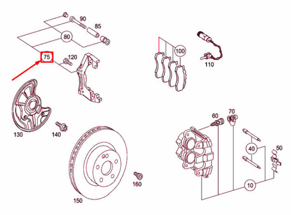 A0004206115 - NEW MB E W211 FRONT LEFT WHEEL BRAKE CALIPER MOUNT A0004206115 OEM