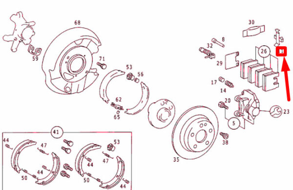 A0004214091 - NEW MERCEDES-BENZ C W202 REAR BRAKE PAD ANTI-RATCH SPRING A000424091 ORIGINAL