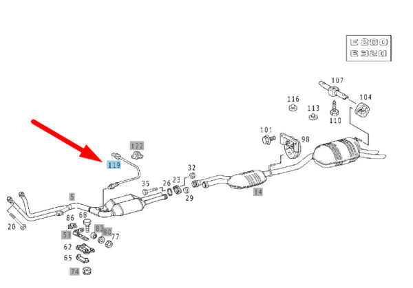 A0005409017 - NEW MB E W210 LEFT IN FRONT OF CATALYST LAMBDA SENSOR A0005409017 ORIGINAL