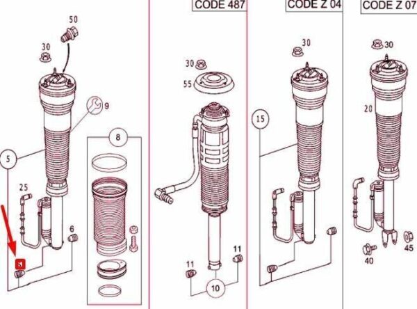 A0009904477 - MB S W220 Front Shock absorber Spherical Joint Stick Bolt A0009904477