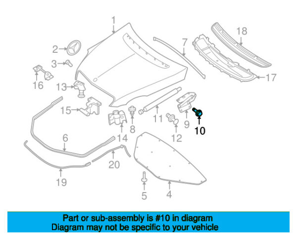 A0009909703 - Mercedes-Benz hood hinge bolt A0009909703