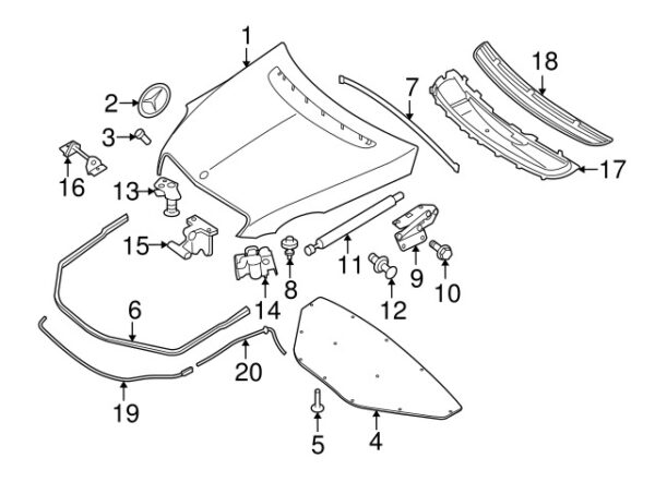 A0009909703 - Mercedes-Benz hood hinge bolt A0009909703