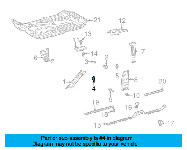 A0009913070 - Mercedes-Benz Body A-Pillar Trim Panel Clip A0009913070