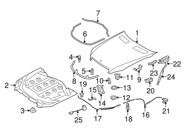 A0009952814 - Mercedes-Benz hood release cable bracket A0009952814