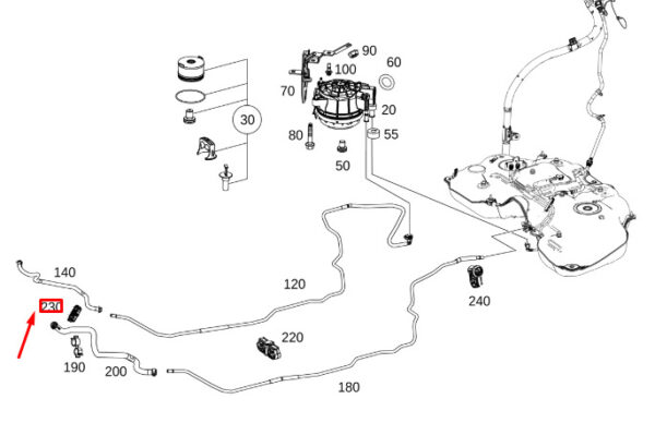 A0009956503 - MB GLE W167 Mounting Element for Fuel Return Line A0009956503part