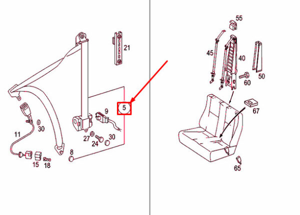 A0038607585 - NEW MERCEDES-BENZ SPRIBNTER 903 FRONT RIGHT SEAT BELT A0038607585 ORIGINAL