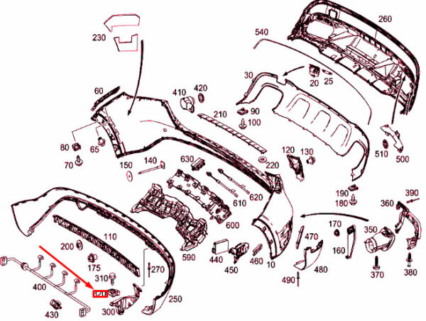 A0039948645 - MB GLA X156 REAR BUMPER COVER MOUNT FUSE NUT A0039948645