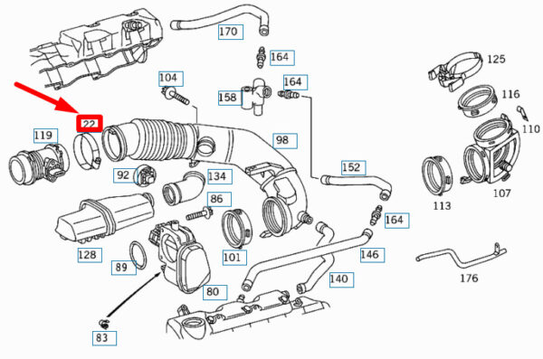 A0069970890 - NEW MERCEDES-BENZ ML W163 SUPPLY LINE CLAMP A0069970890 ORIGINAL