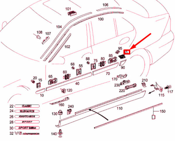 A0119884178 - NEW MERCEDES-BENZ C W203 REAR LEFT FENDER CLAMP A0119884178 ORIGINAL