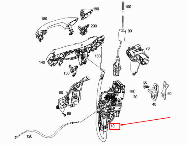 A0997203300 - Mercedes-Benz E Coupe C238 front right door lock A0997203300 new original