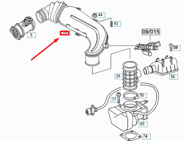 A1041403512 - NEW MERCEDES-BENZ E W210 INTAKE PIPE LINE A1041403512 ORIGINAL