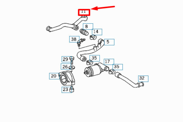 A1041410483 - NEW MB E W210 IDLE SPEED ACTUATOR TO INTAKE MANIFOLD HOSE A1041410483 ORIGINAL
